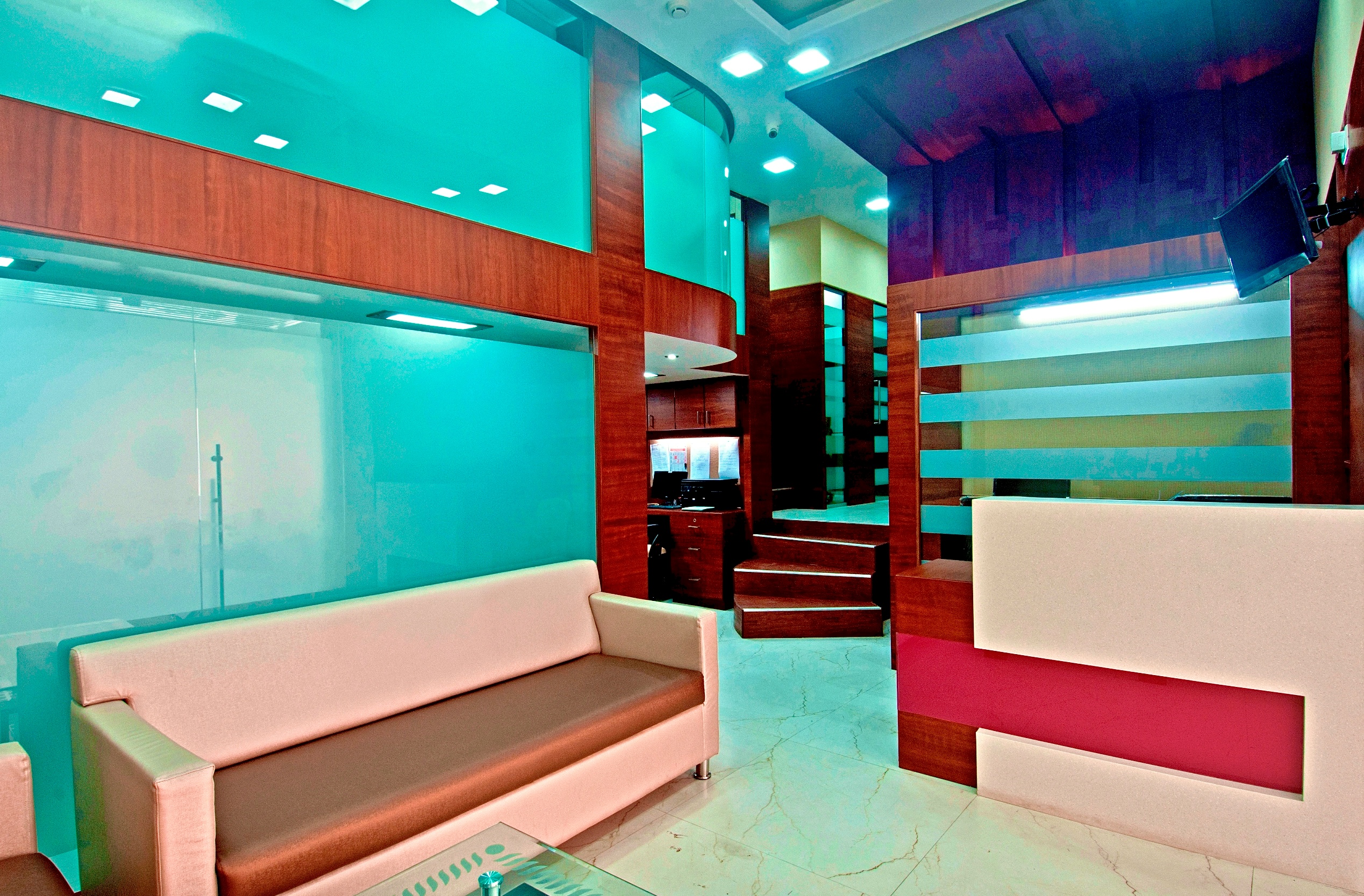 Advocate Girish Godbole's office features an elegant color combination and exceptional interior design for a professional atmosphere.